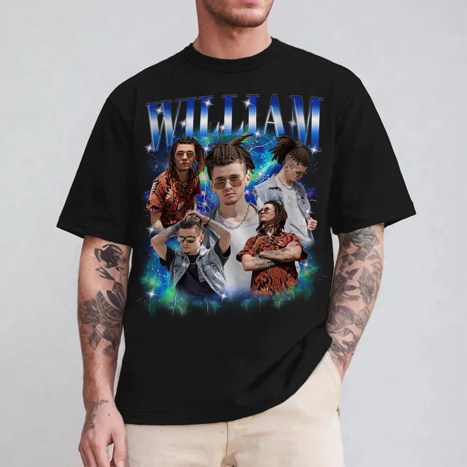 Custom Bootleg Rap Tee Shirt for Women & Men - Custom Face & Photo Picture Shirt Gift Idea for Couples, Family & Friends