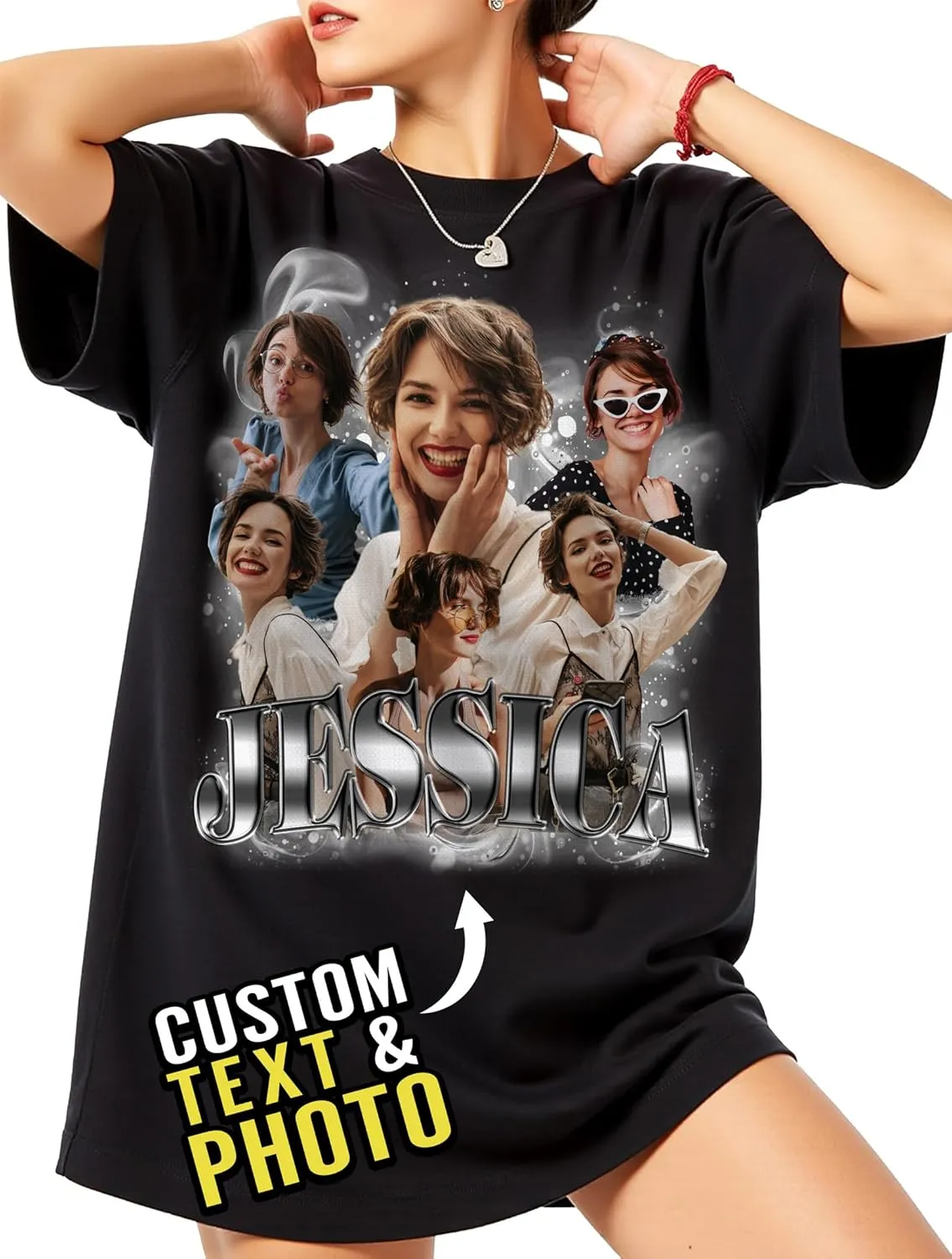 Custom Bootleg Rap Tee Shirt for Women & Men - Custom Face & Photo Picture Shirt Gift Idea for Couples, Family & Friends