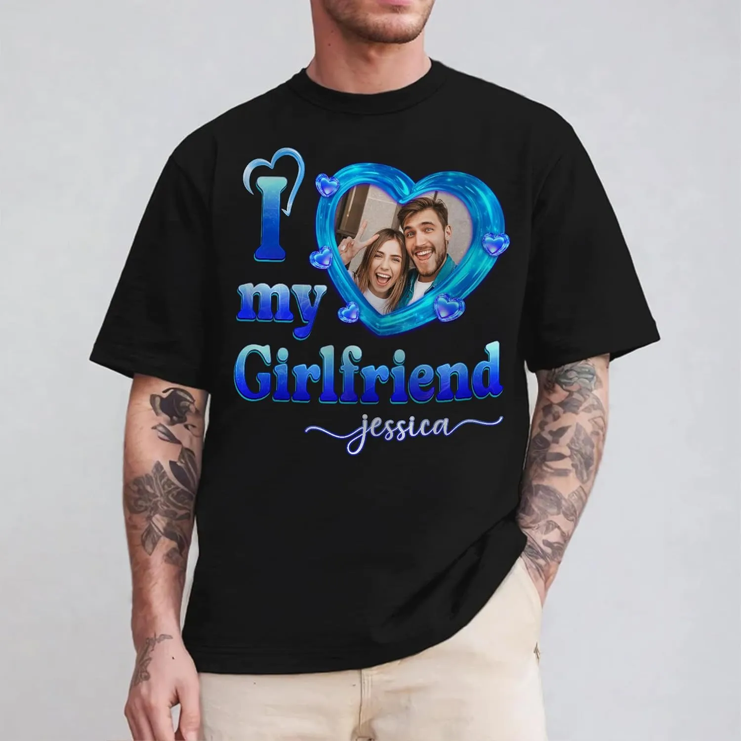 Custom Bootleg Rap Tee Shirt for Women & Men - Custom Face & Photo Picture Shirt Gift Idea for Couples, Family & Friends