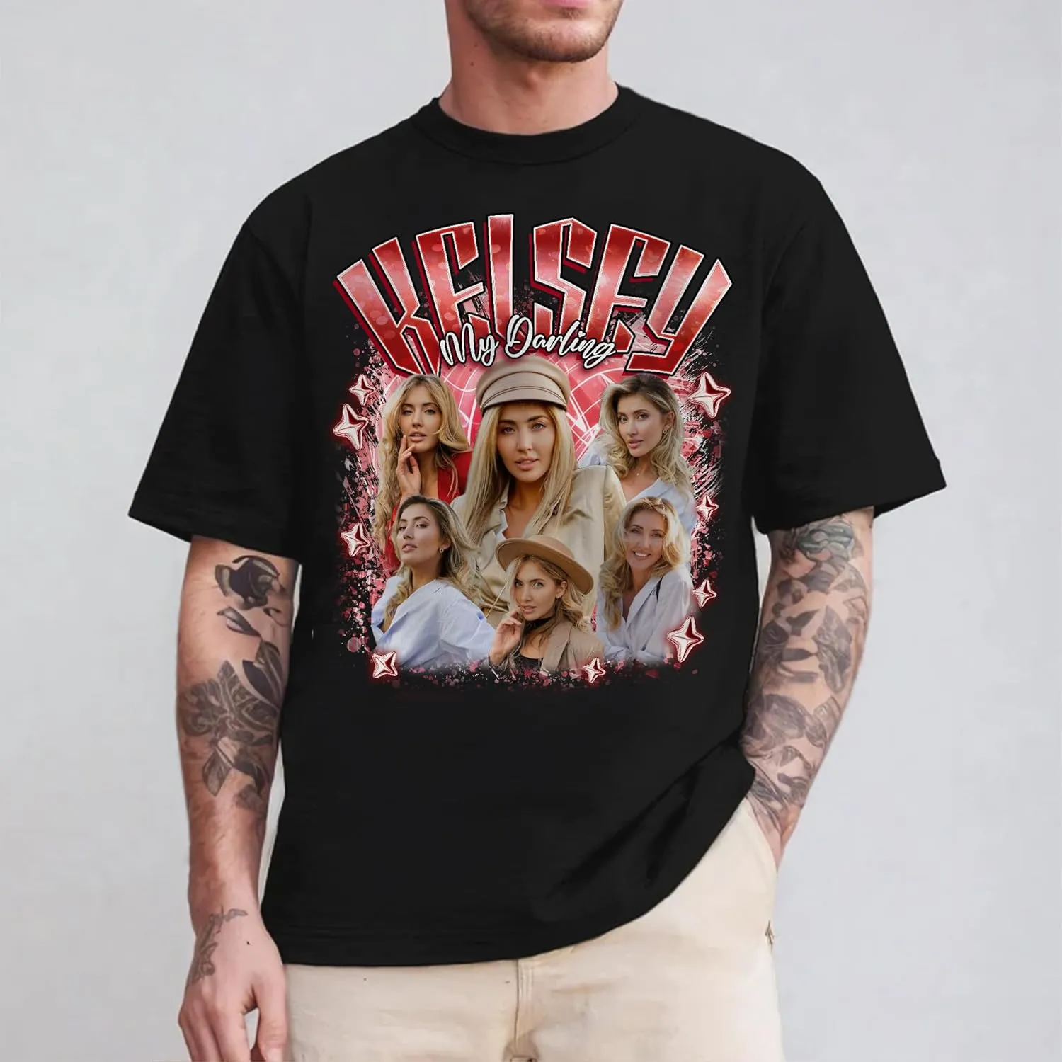 Custom Bootleg Rap Tee Shirt for Women & Men - Custom Face & Photo Picture Shirt Gift Idea for Couples, Family & Friends