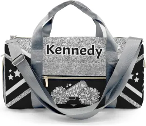 Custom Cheer Cheerleader Grey Print Multifunction Sport Duffel Bag Gym Travel Perform Training Weekender Bags Getaway Bags