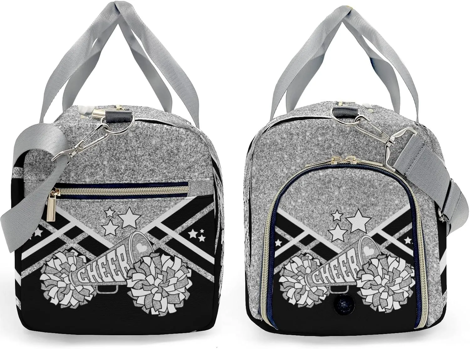 Custom Cheer Cheerleader Grey Print Multifunction Sport Duffel Bag Gym Travel Perform Training Weekender Bags Getaway Bags