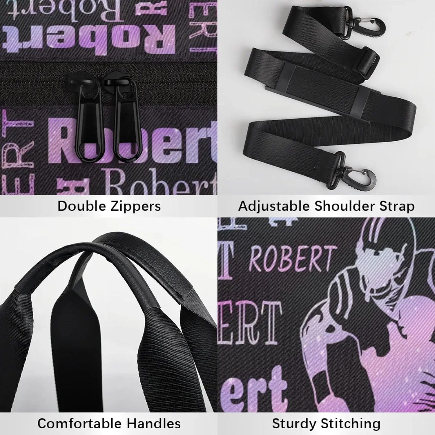Custom Football Sport Bags Personalized Sports Gym Bag with Name Overnight Weekender Duffel Bag Customized Rugby Gifts for Women Men, Sparkly Stars