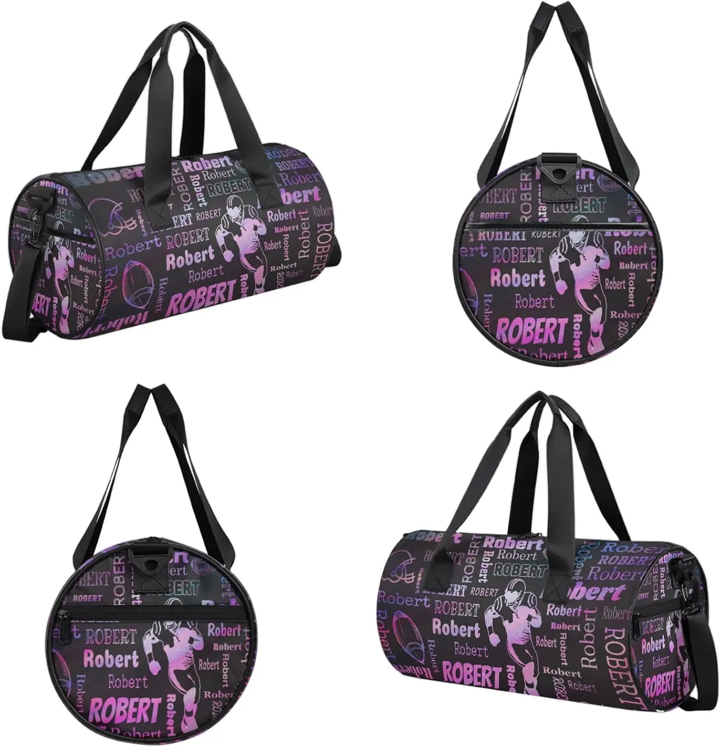 Custom Football Sport Bags Personalized Sports Gym Bag with Name Overnight Weekender Duffel Bag Customized Rugby Gifts for Women Men, Sparkly Stars