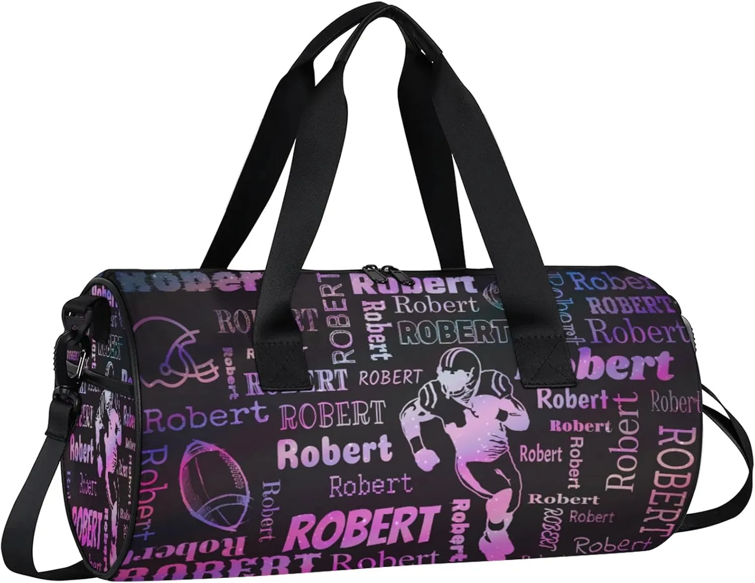Custom Football Sport Bags Personalized Sports Gym Bag with Name Overnight Weekender Duffel Bag Customized Rugby Gifts for Women Men, Sparkly Stars