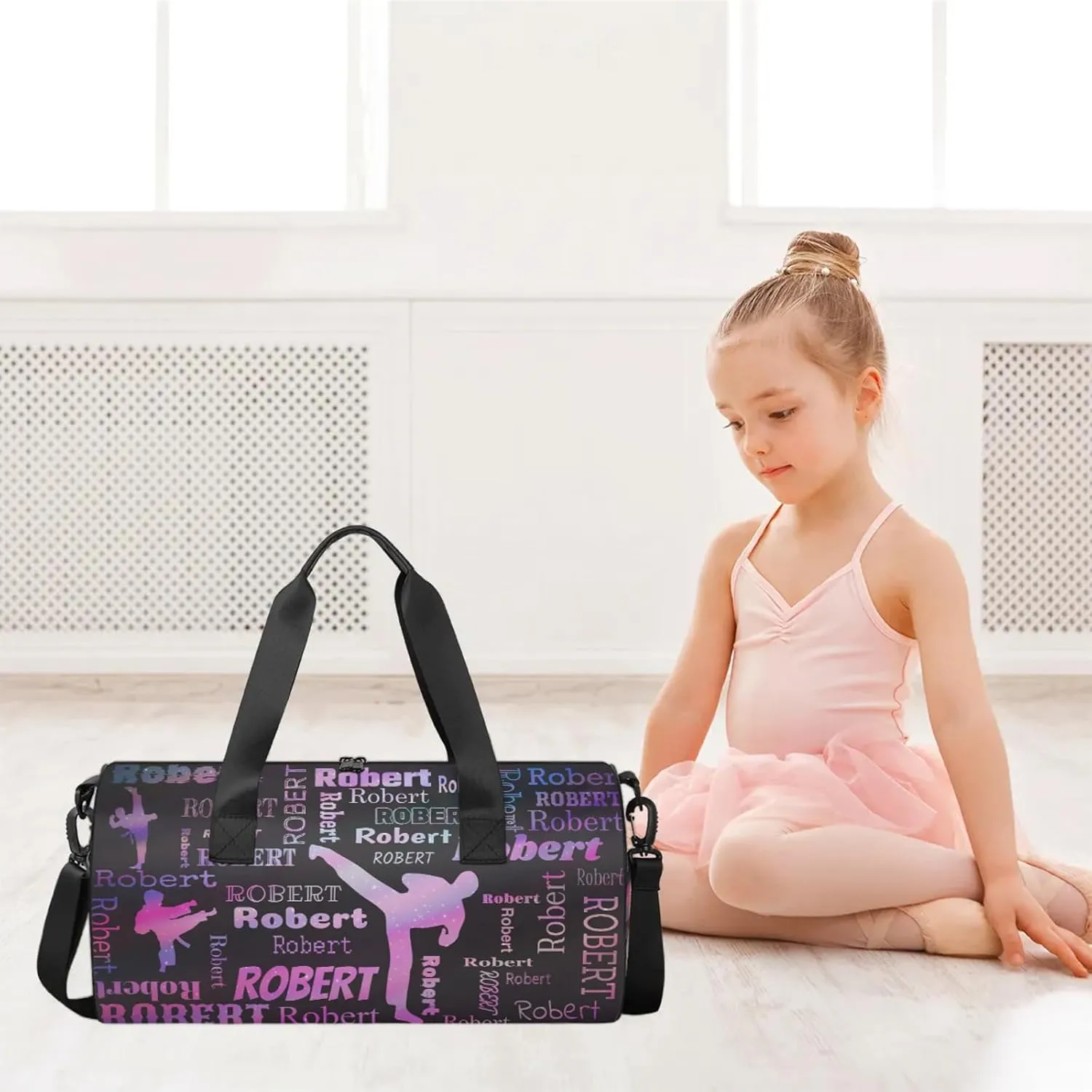 Custom Karate Sport Bags Personalized Sports Gym Bag with Name Overnight Weekender Duffel Bag Customized Gifts for Women Men, Sparkly Stars