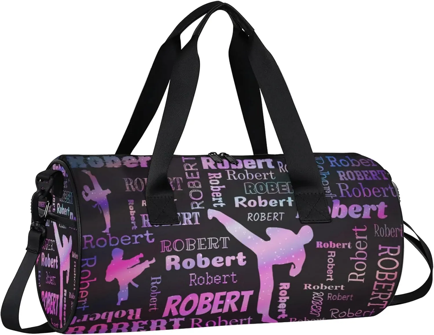 Custom Karate Sport Bags Personalized Sports Gym Bag with Name Overnight Weekender Duffel Bag Customized Gifts for Women Men, Sparkly Stars