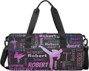 Custom Karate Sport Bags Personalized Sports Gym Bag with Name Overnight Weekender Duffel Bag Customized Gifts for Women Men, Sparkly Stars