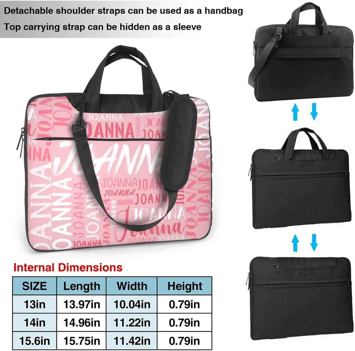 Custom Laptop Bag with Name, Personalized Shoulder Bag for Laptop, Customized Portable Computer Bag Gifts for Business Office