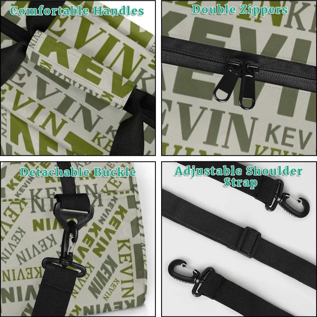 Custom Name Kids Gym Bag - Sport Duffel Bag for Boys - Personalized Dance Duffel Bags for Girls - Customize Travel Overnight Weekender Bag Carry on Tote for Airplane Swim, Camo Green