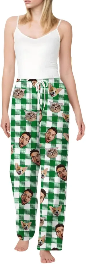 Custom Pajama Pants Funny Valentines Gifts for Women Men Pets Pj Pants Personalized Pajama Bottoms with Photo
