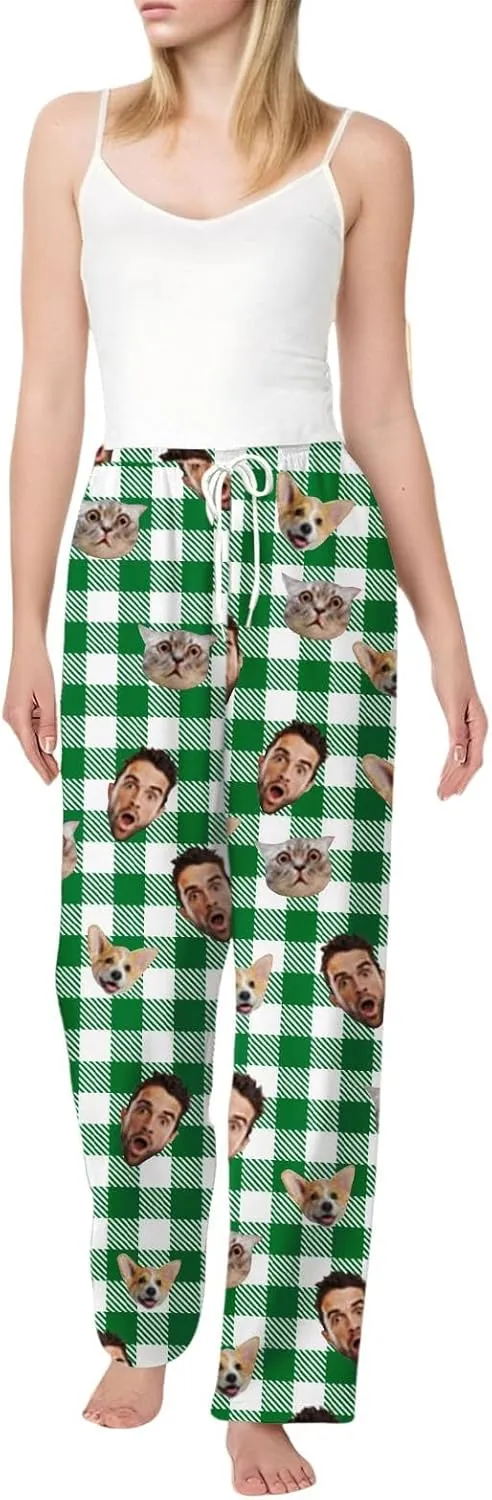 Custom Pajama Pants Funny Valentines Gifts for Women Men Pets Pj Pants Personalized Pajama Bottoms with Photo
