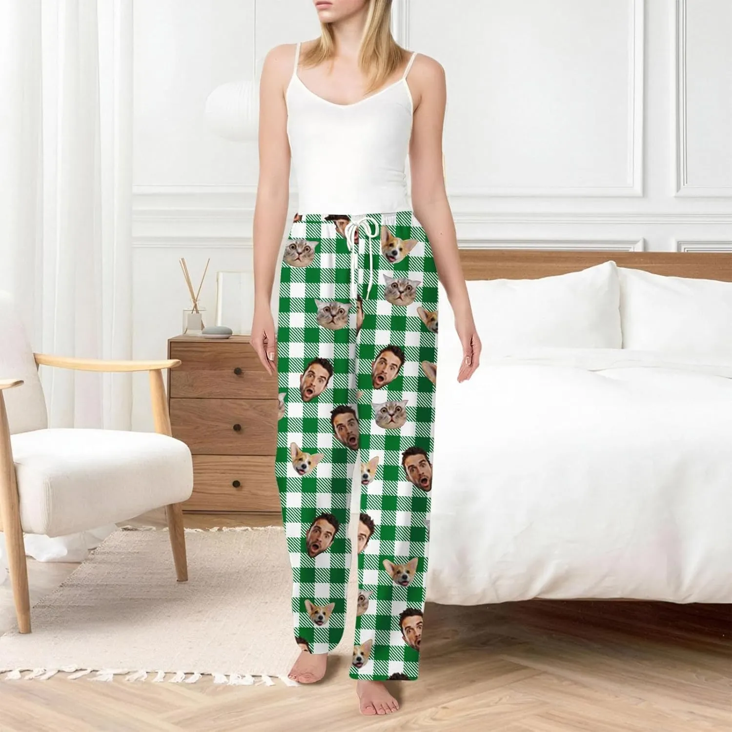 Custom Pajama Pants Funny Valentines Gifts for Women Men Pets Pj Pants Personalized Pajama Bottoms with Photo