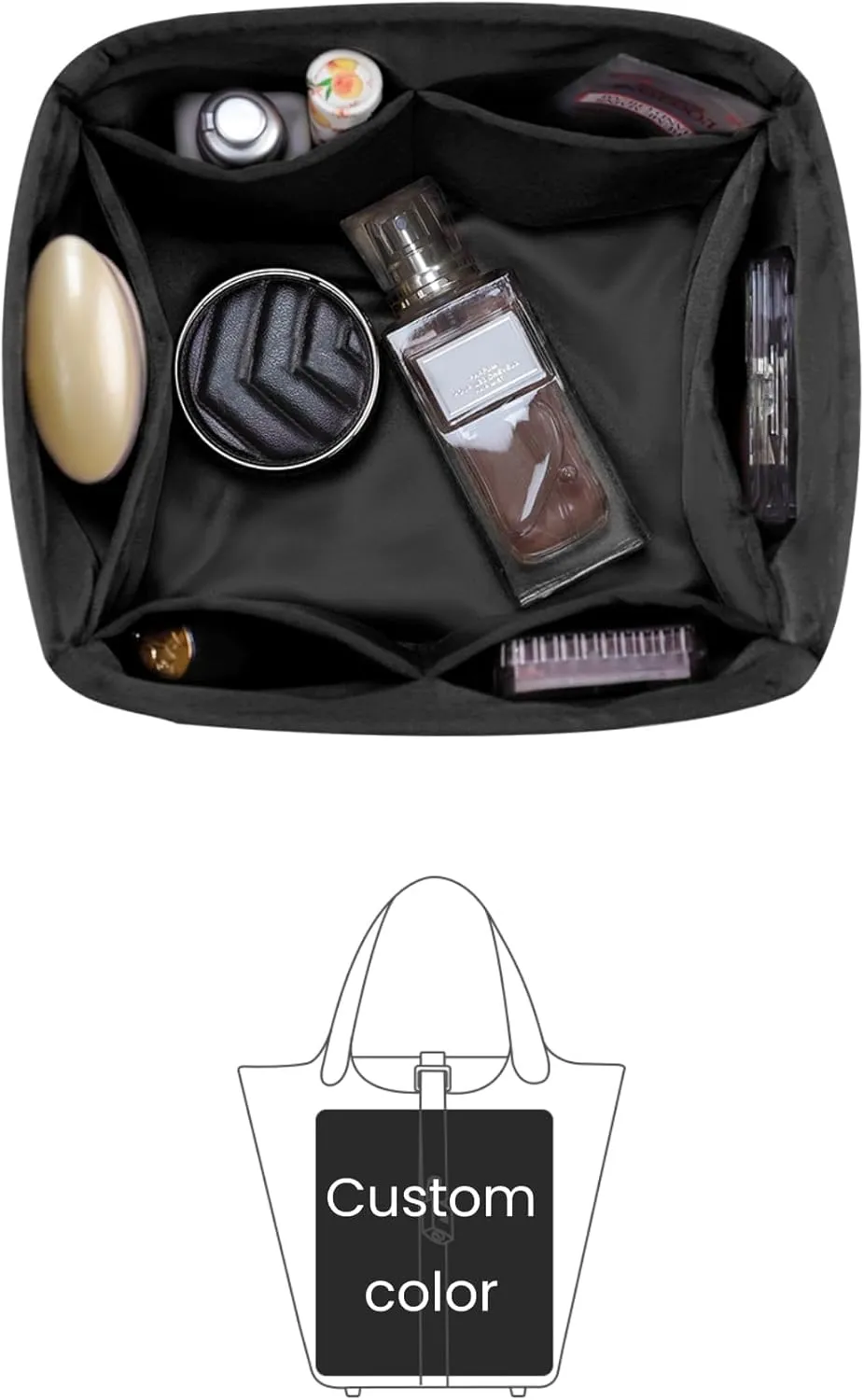 Custom Picotin Bag Insert, Silky Organizer Compatible with Hermes Picotin Bags, Lightweight Handbag Shaper for Daily Use (Custom Color)