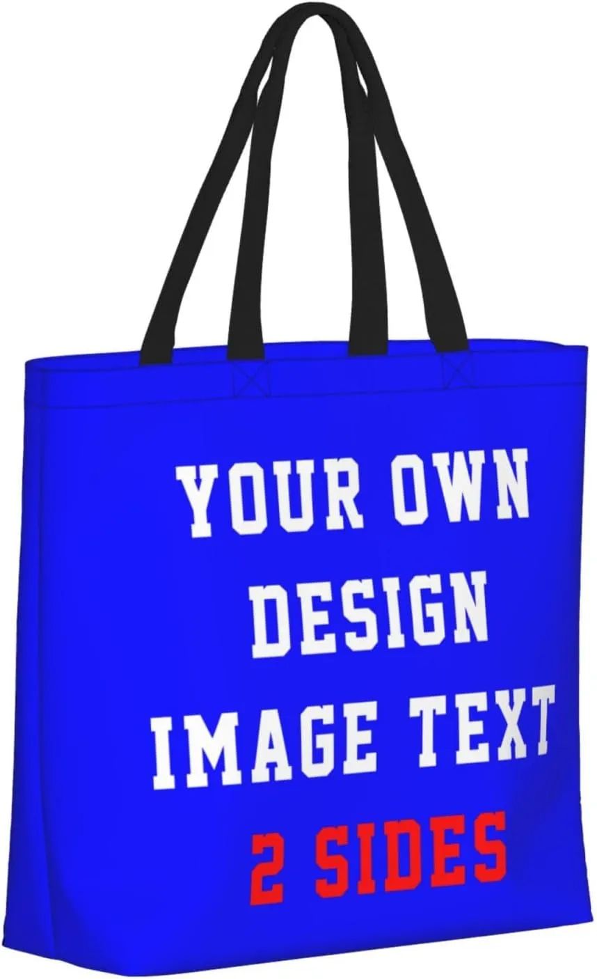 Custom Tote Bags With Logo Name Text Photo, Personalized Custom Bags, Reusable Grocery Bags Bulk Shopping Bags