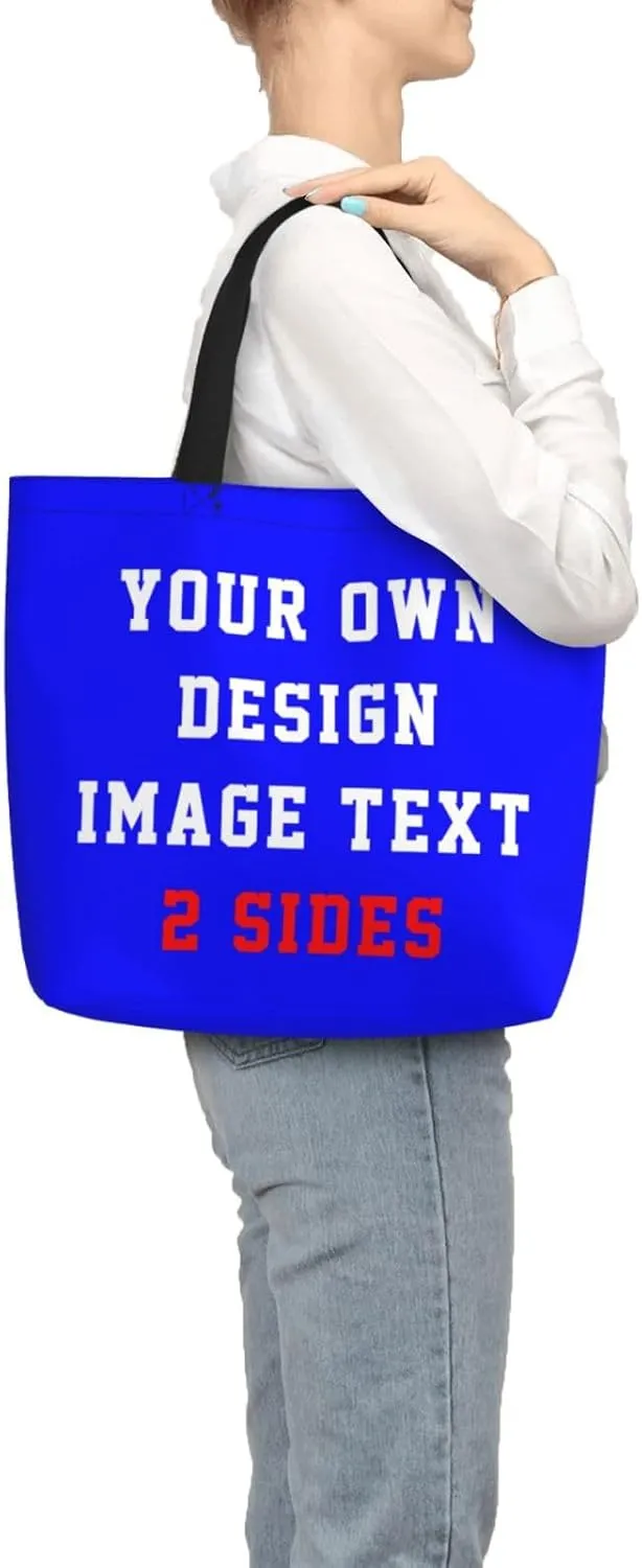 Custom Tote Bags With Logo Name Text Photo, Personalized Custom Bags, Reusable Grocery Bags Bulk Shopping Bags