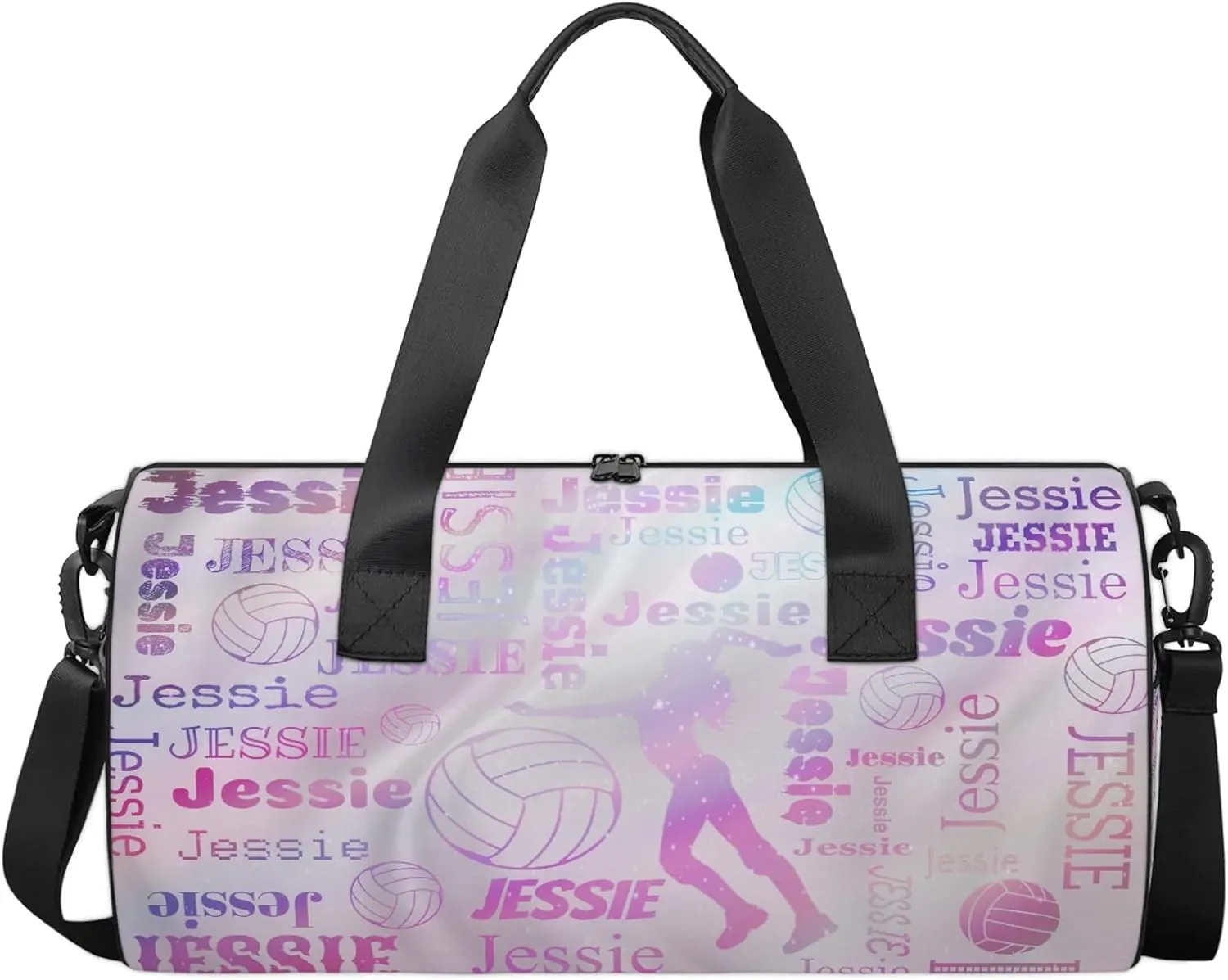 Custom Volleyball Sport Bags Personalized Sports Gym Bag with Name Overnight Weekender Duffel Bag Customized Gifts for Women Men, Sparkly