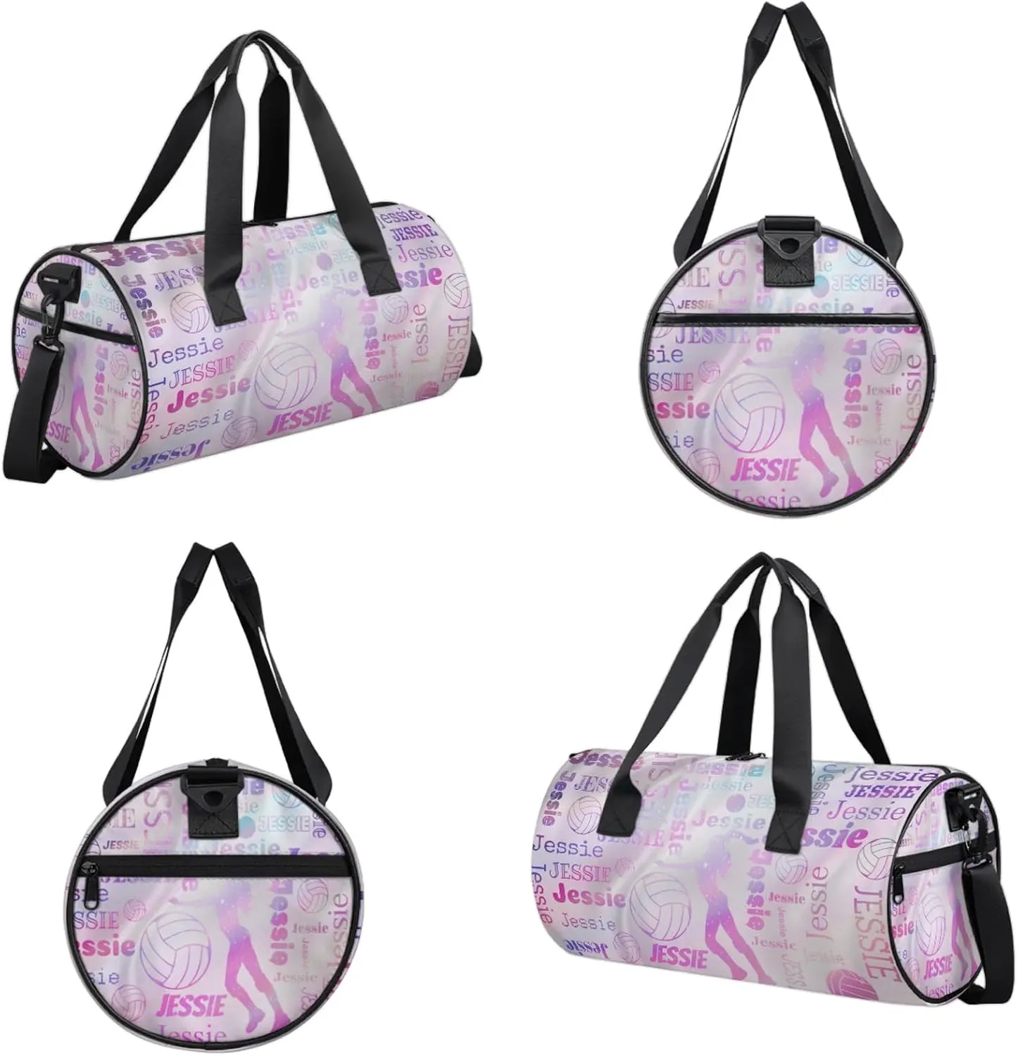 Custom Volleyball Sport Bags Personalized Sports Gym Bag with Name Overnight Weekender Duffel Bag Customized Gifts for Women Men, Sparkly