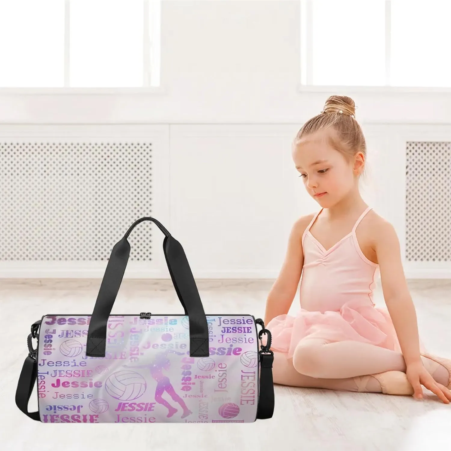 Custom Volleyball Sport Bags Personalized Sports Gym Bag with Name Overnight Weekender Duffel Bag Customized Gifts for Women Men, Sparkly
