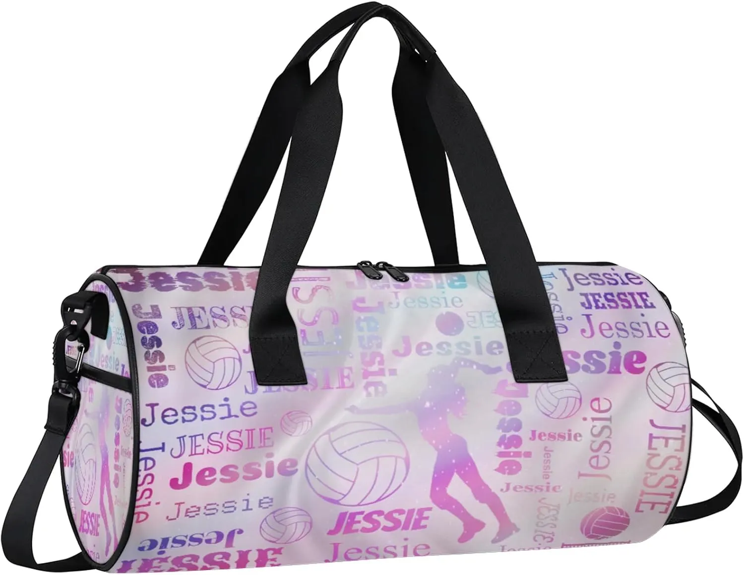 Custom Volleyball Sport Bags Personalized Sports Gym Bag with Name Overnight Weekender Duffel Bag Customized Gifts for Women Men, Sparkly