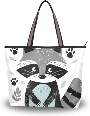 Cut Raccoon Tote Bag for Women Durable Designer Handbag with Zipper for Daily Use Travel L