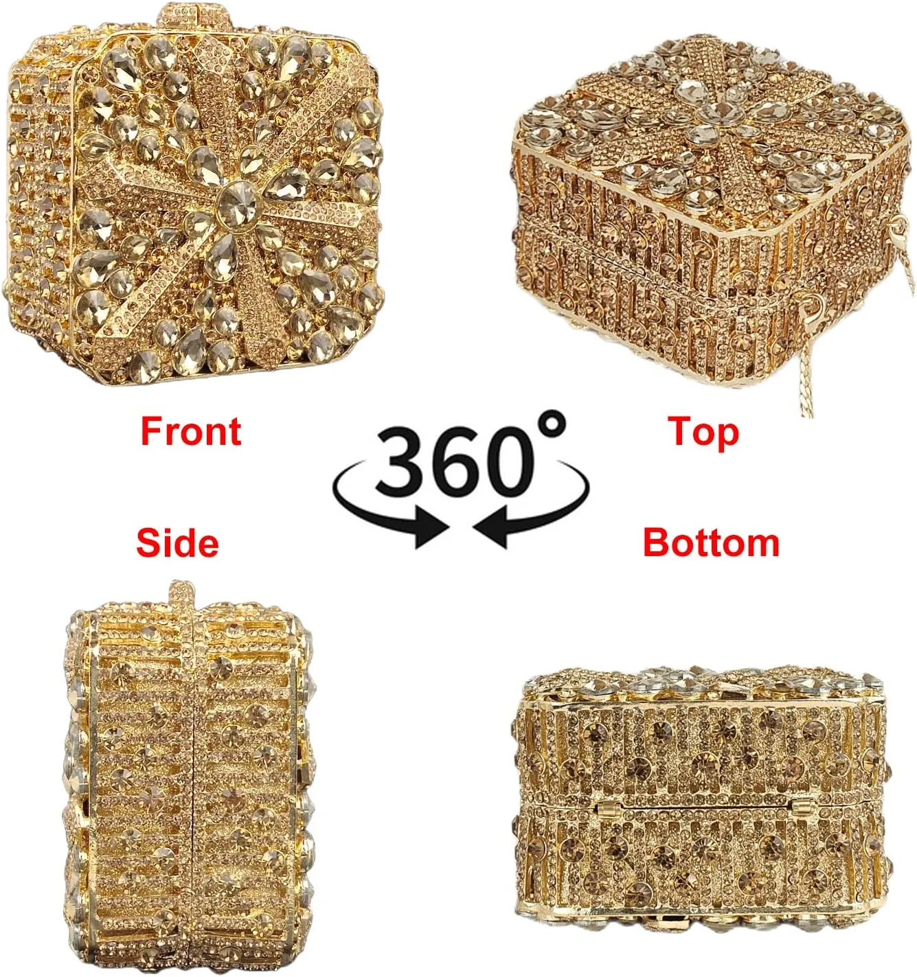 Cute Crystal Box Clutch Glitter Evening Bags Women Rhinestone Handbags and Purses Party Wedding