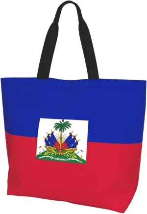 Cute Flag Large Tote Bag For Women Men Reusable Grocery Bag Shopping Shoulder Bag For Travel Work Beach Gym