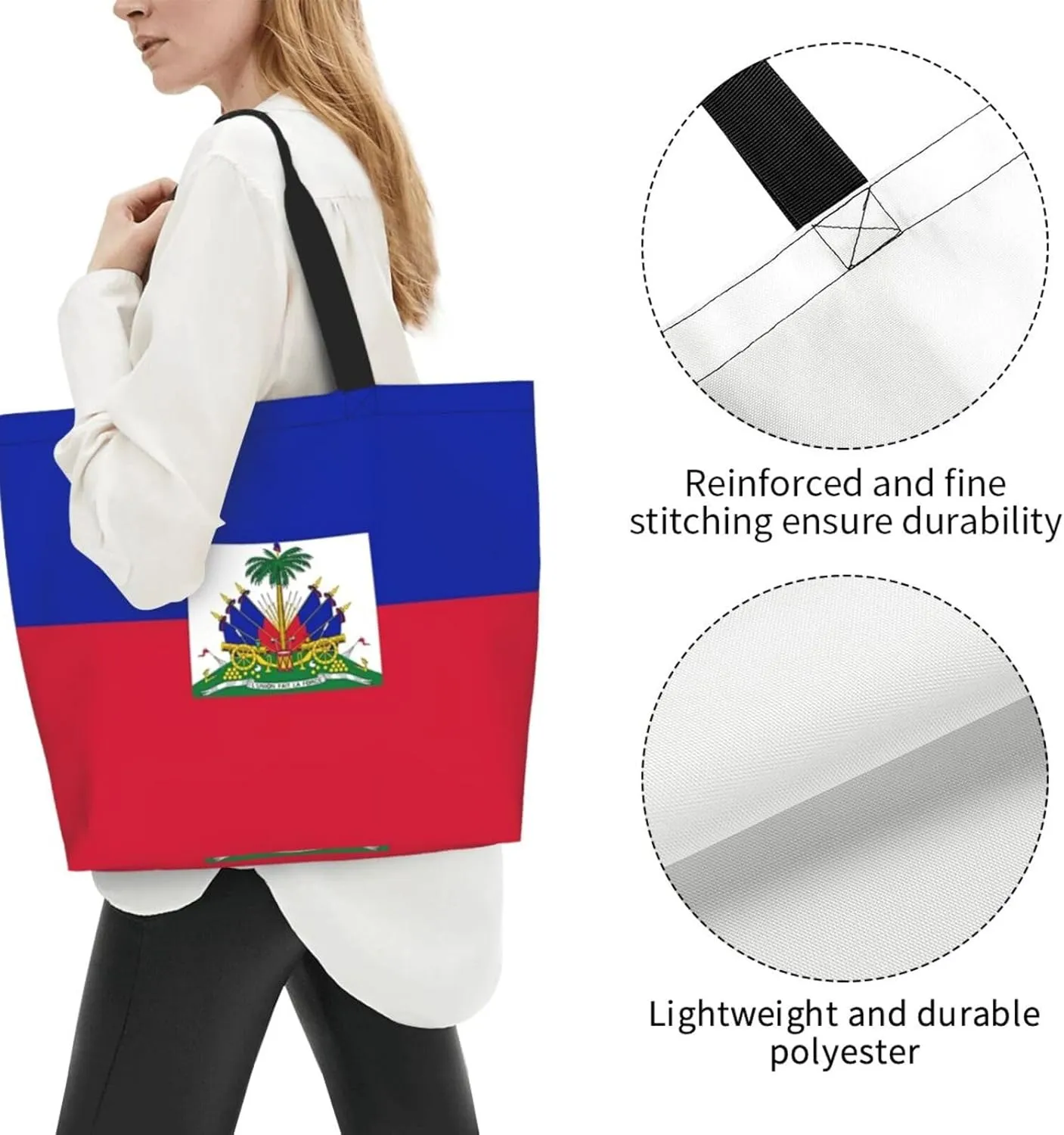 Cute Flag Large Tote Bag For Women Men Reusable Grocery Bag Shopping Shoulder Bag For Travel Work Beach Gym