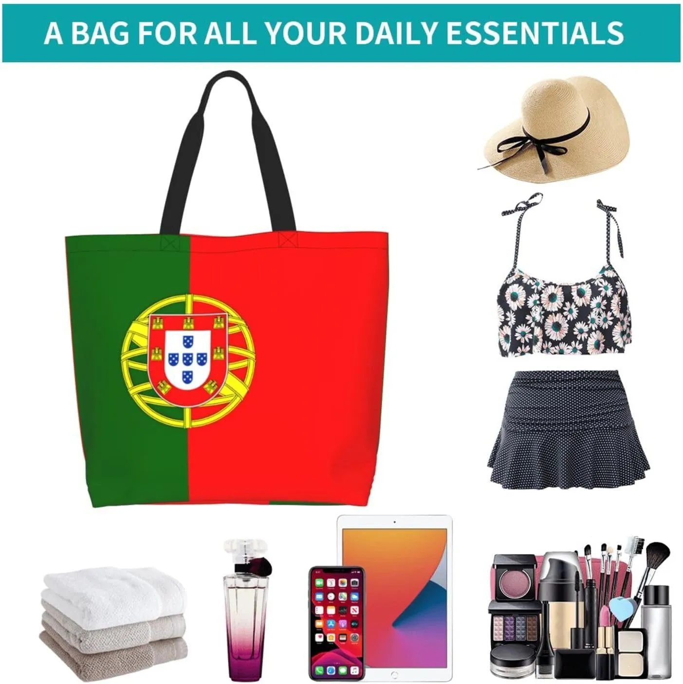 Cute Flag Tote Bag For Women Men Gifts Large Reusable Shopping Bags for Beach, Travel,Gym,Yoga