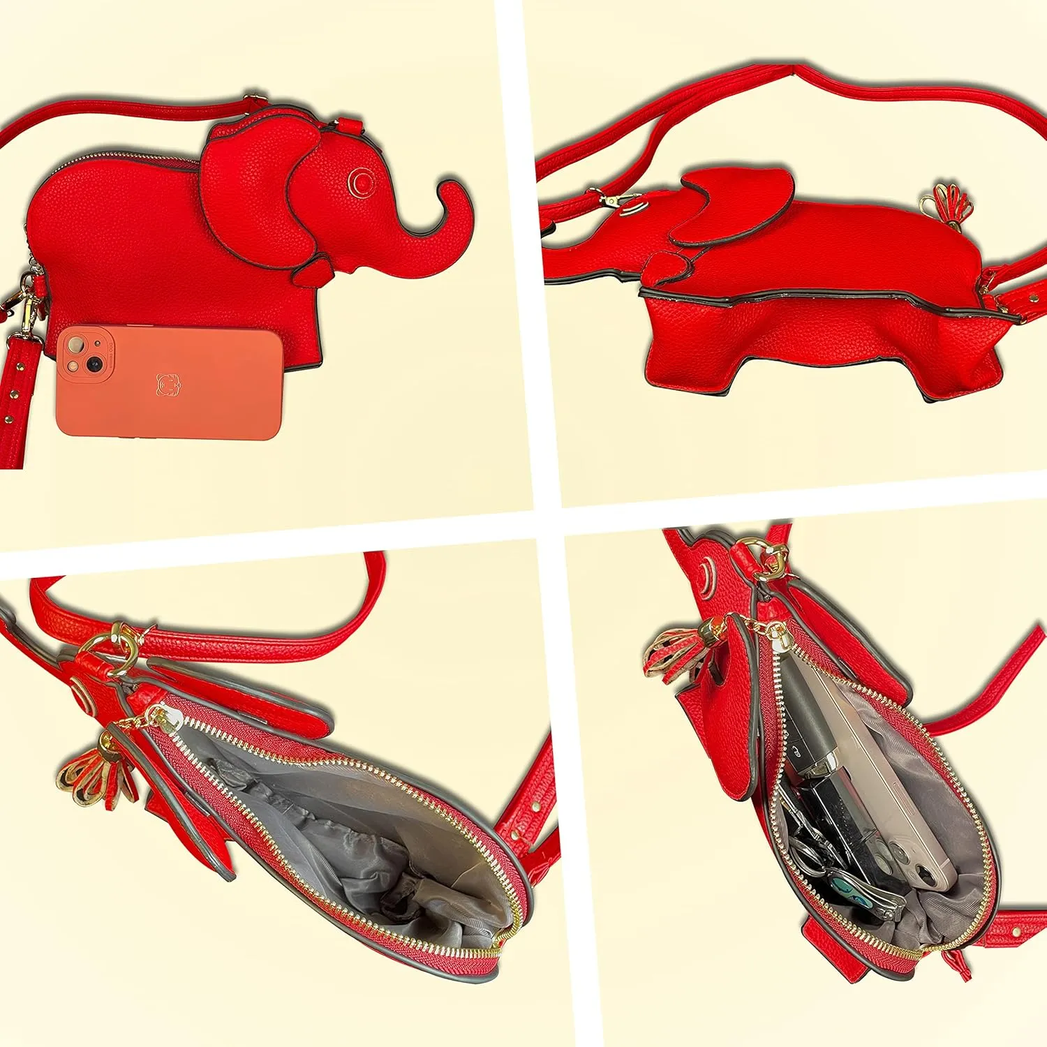 Cute PU Leather Shoulder Bag Fashion Elephant Purse Novelty Animal Shaped Purse Elephant Gifts for Women