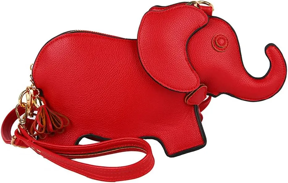 Cute PU Leather Shoulder Bag Fashion Elephant Purse Novelty Animal Shaped Purse Elephant Gifts for Women