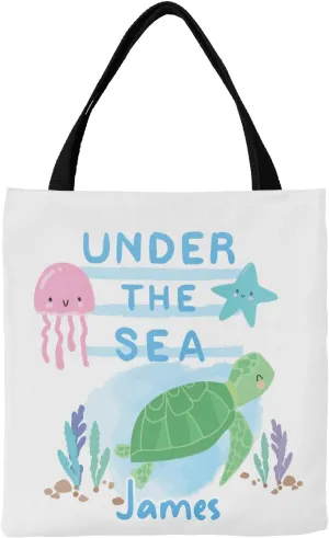 Cute Sea Turtle Personalized Canvas Tote Bags, Reusable Bags for Shopping,Travel,Handbag Gift