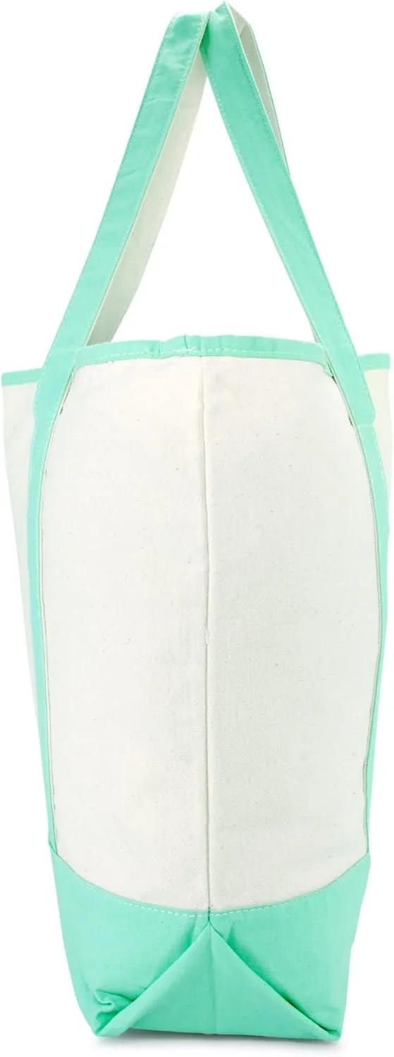 DALIX Monogram Tote Bag For Women Open Top Mint Green Personalized Letter A-Z