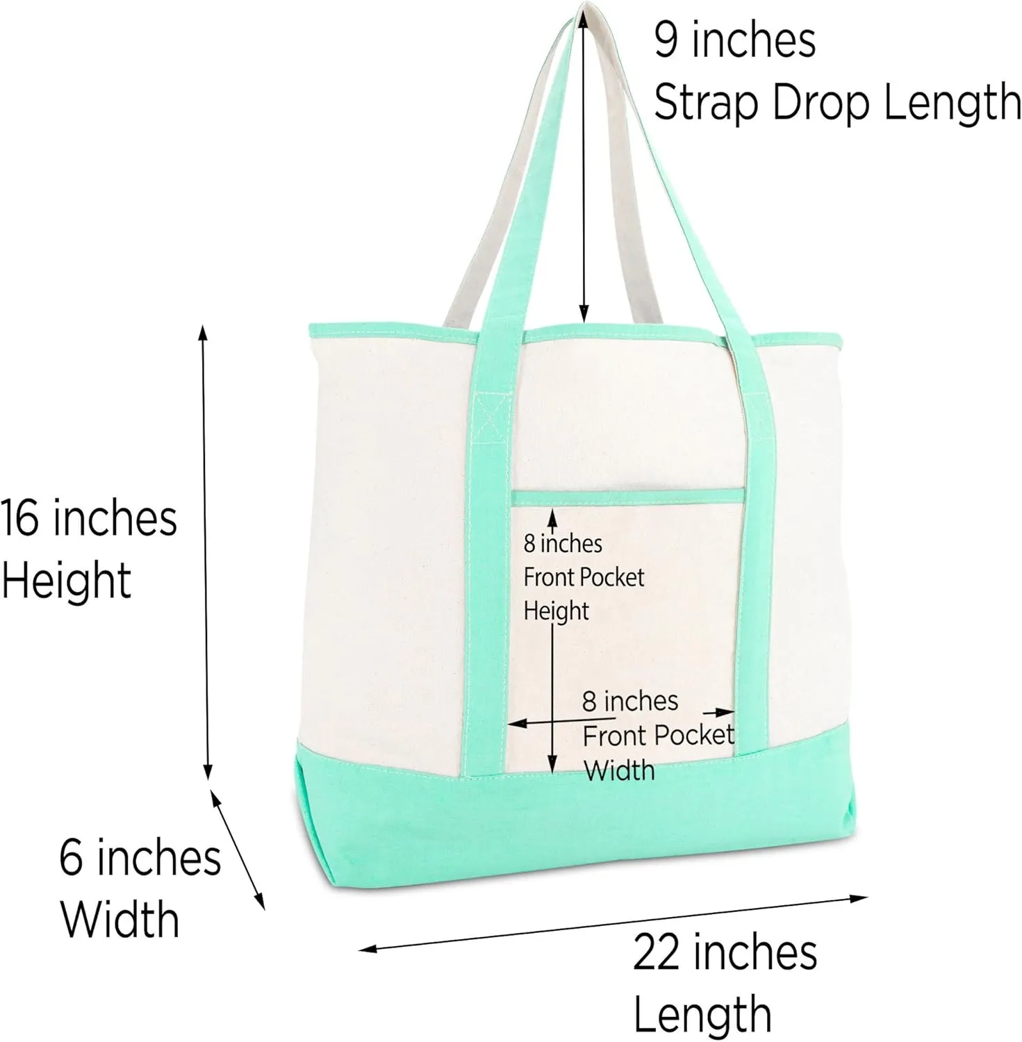 DALIX Monogram Tote Bag For Women Open Top Mint Green Personalized Letter A-Z