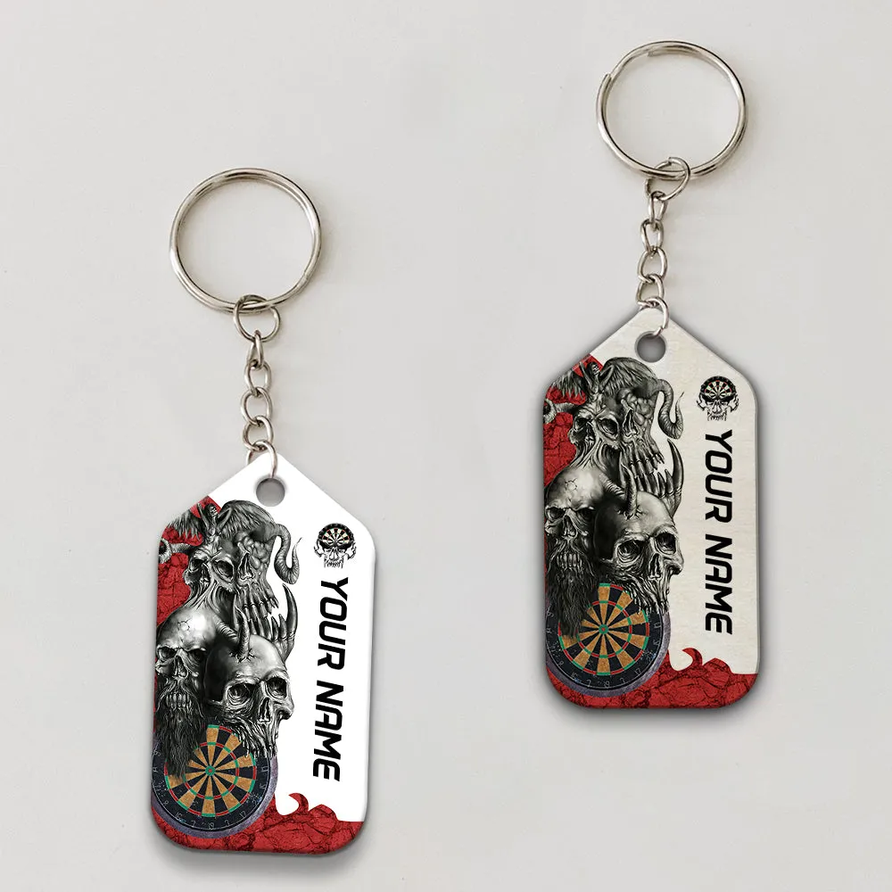 Dartboard Skull Personalized Name 3D Keychain For Darts Player