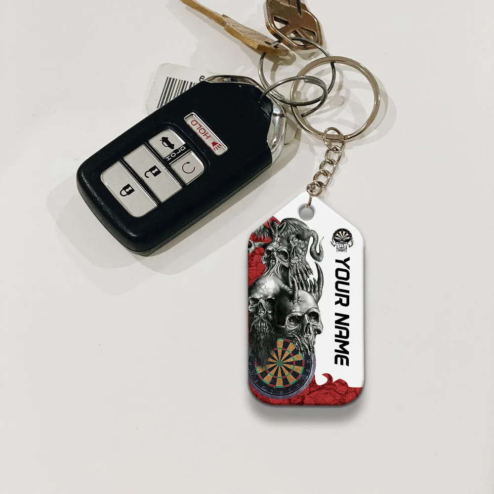 Dartboard Skull Personalized Name 3D Keychain For Darts Player