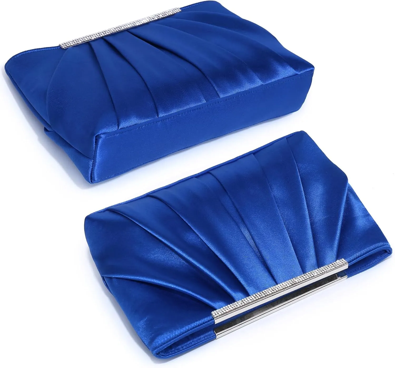 Dasein Elegant Pleated Evening Clutch Bags for Women Formal Handbags Purses for Wedding Party Prom with Sparkly Rhinestones