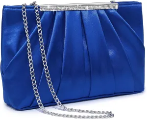 Dasein Elegant Pleated Evening Clutch Bags for Women Formal Handbags Purses for Wedding Party Prom with Sparkly Rhinestones