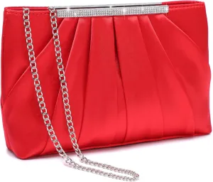 Dasein Elegant Pleated Evening Clutch Bags for Women Formal Handbags Purses for Wedding Party Prom with Sparkly Rhinestones