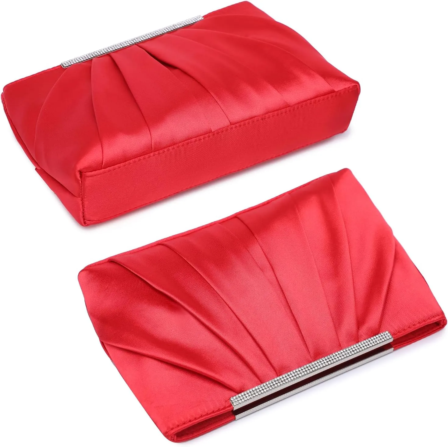 Dasein Elegant Pleated Evening Clutch Bags for Women Formal Handbags Purses for Wedding Party Prom with Sparkly Rhinestones