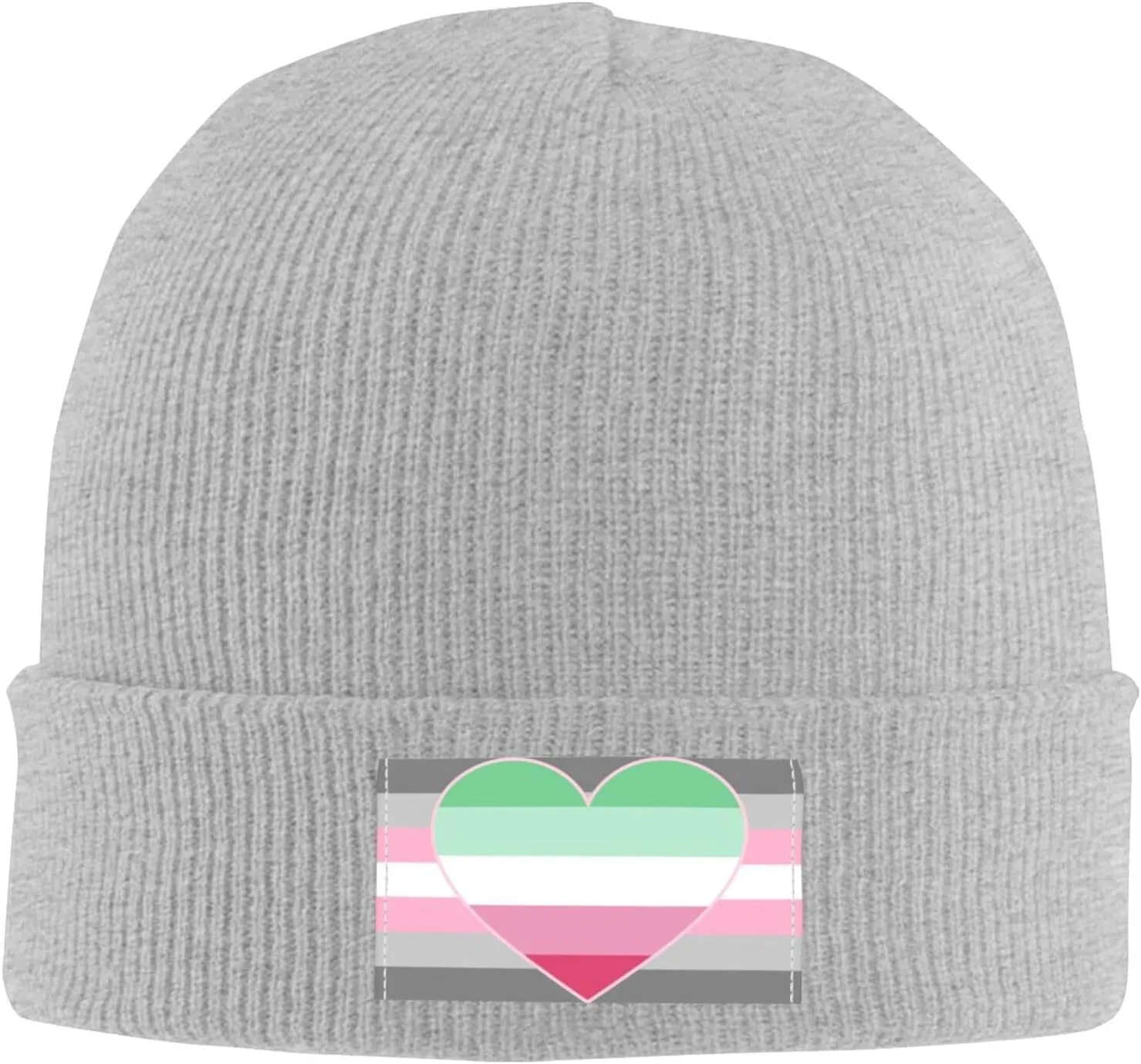 Demigirl Abro-Pride Flag LGBTQ Unisex Four Seasons Knitted Hat Winter Warm Hats Hats for Men Women One Size Gray
