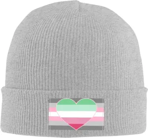 Demigirl Abro-Pride Flag LGBTQ Unisex Four Seasons Knitted Hat Winter Warm Hats Hats for Men Women One Size Gray