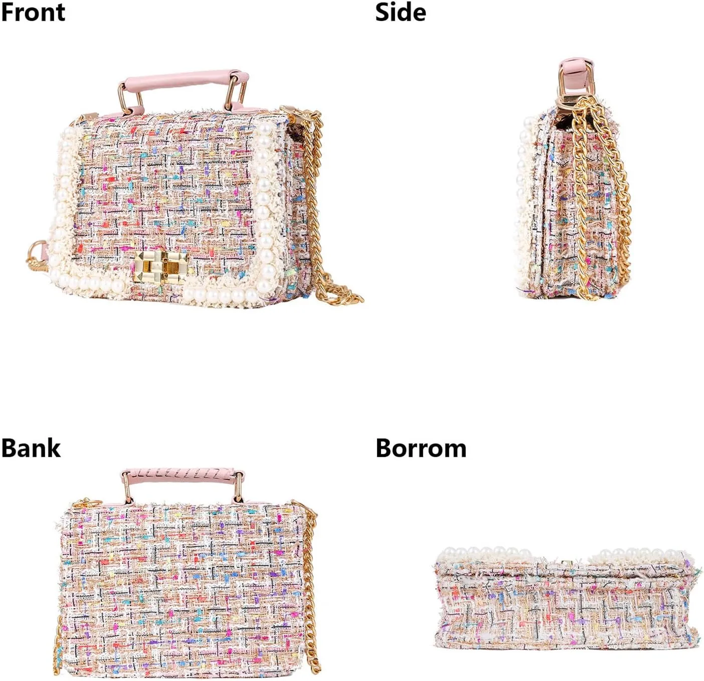 Designer Crossbody Bags for Women Leather Quilted Shoulder Tweed Purses Clucth Small Top Handle Handbag Evening Bags