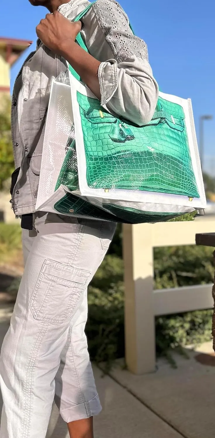 Designer Reusable Grocery Tote Bag, Large with Handles, Foldable Comfortable Shoulder Straps for Errands