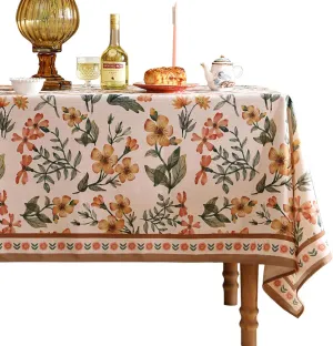 Designer Vintage Linen Block Print Tablecloth,William Morris Table Cloth for Rectangle Tables,Wrinkle Resistan Table Cover,Decor for Kitchen,Dining,Tea Party,Home,Christmas,55"*71"
