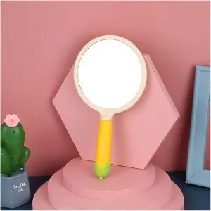 Desktop Vanity Mirror Handheld Makeup Mirror Cute Round Silicone Handle Mirror Ladies Portable Makeup Mirror Ladies Beauty Makeup Mirror Suitable for Travel, Makeup, Office