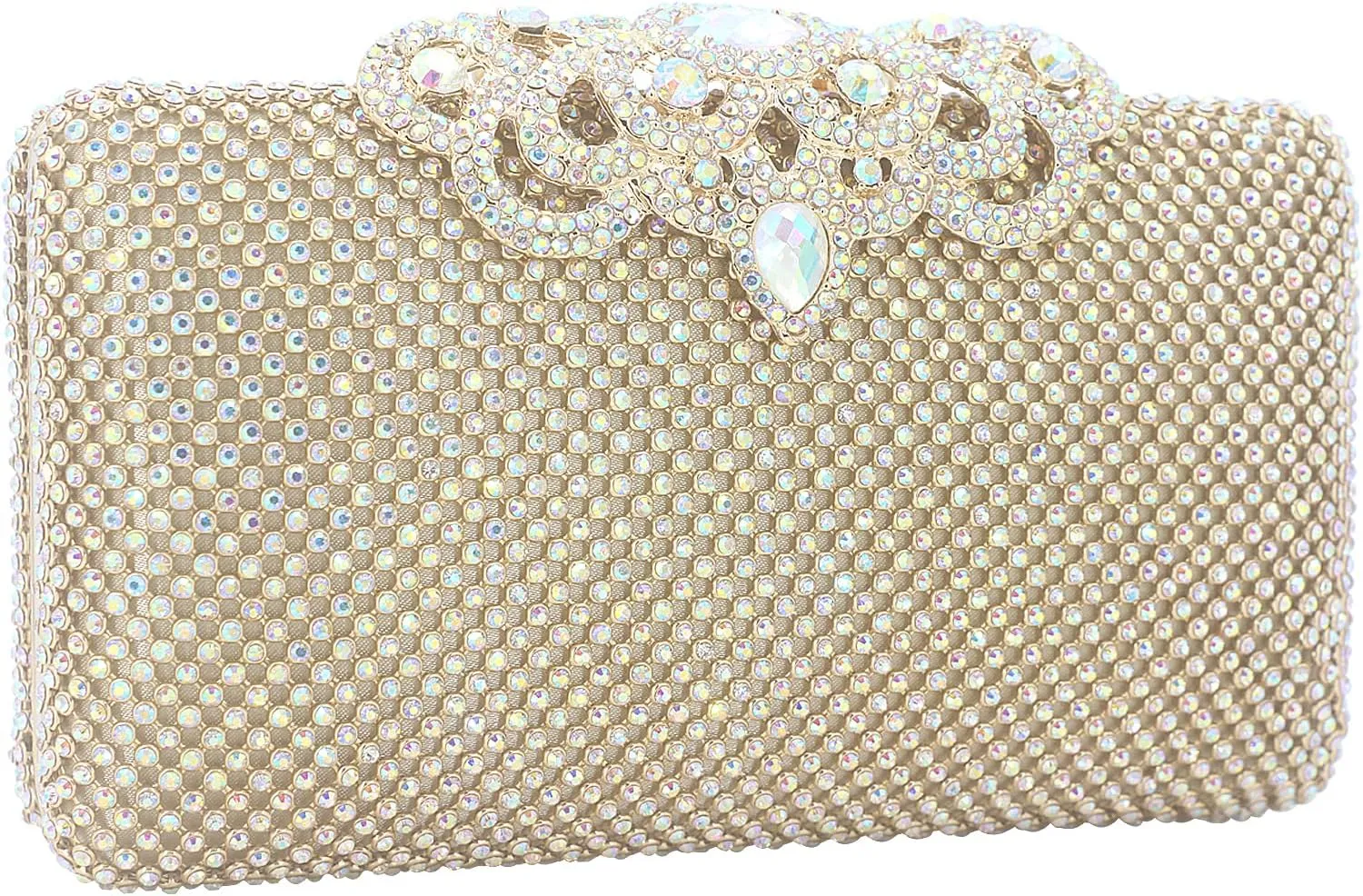 Dexmay Rhinestone Clutch Bag with Crystal Crown Clasp Women Evening Handbag Formal Party Purse