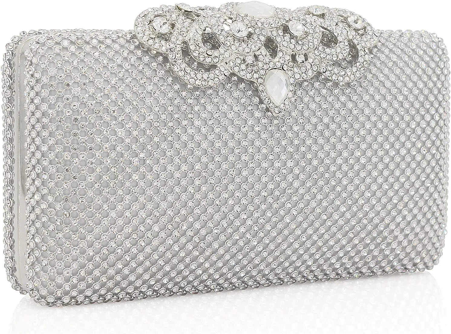 Dexmay Rhinestone Clutch Bag with Crystal Crown Clasp Women Evening Handbag Formal Party Purse