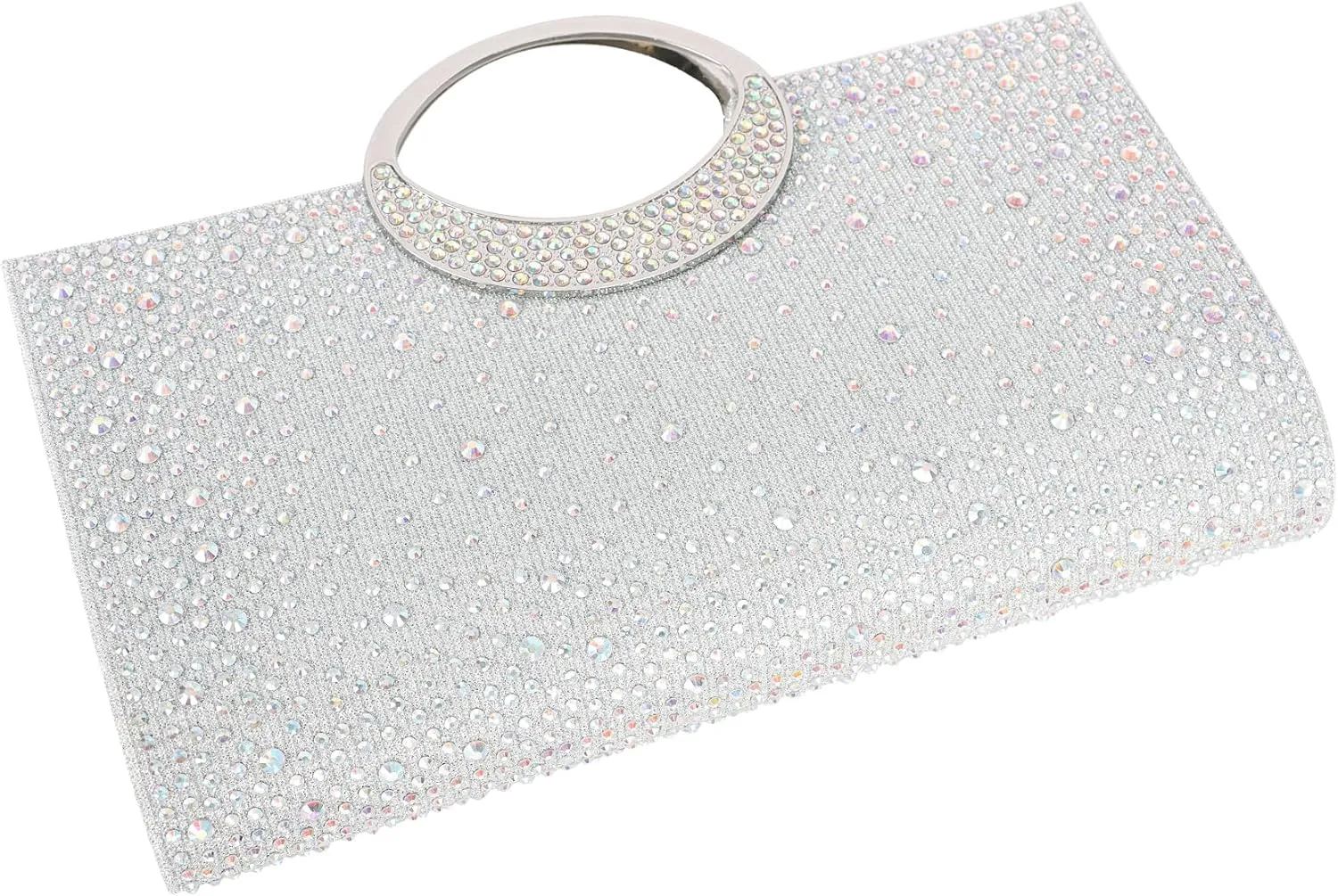Dexmay Rhinestone Clutch Handbag with Crystal Handle for Wedding Party Elegant Clutch Purse for Women