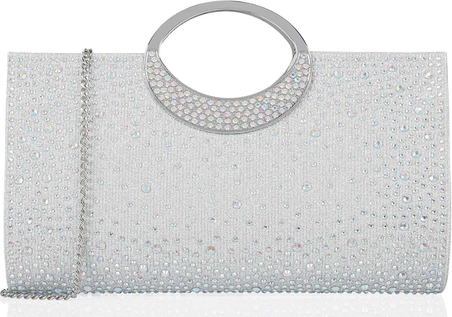 Dexmay Rhinestone Clutch Handbag with Crystal Handle for Wedding Party Elegant Clutch Purse for Women